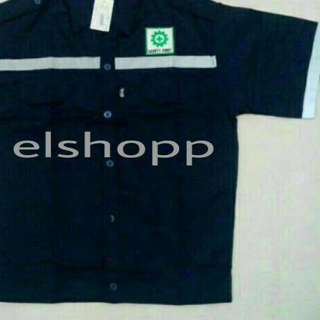 ⅎ Baju kerja safety lengan pendek+logo k3 & merah putih ➷