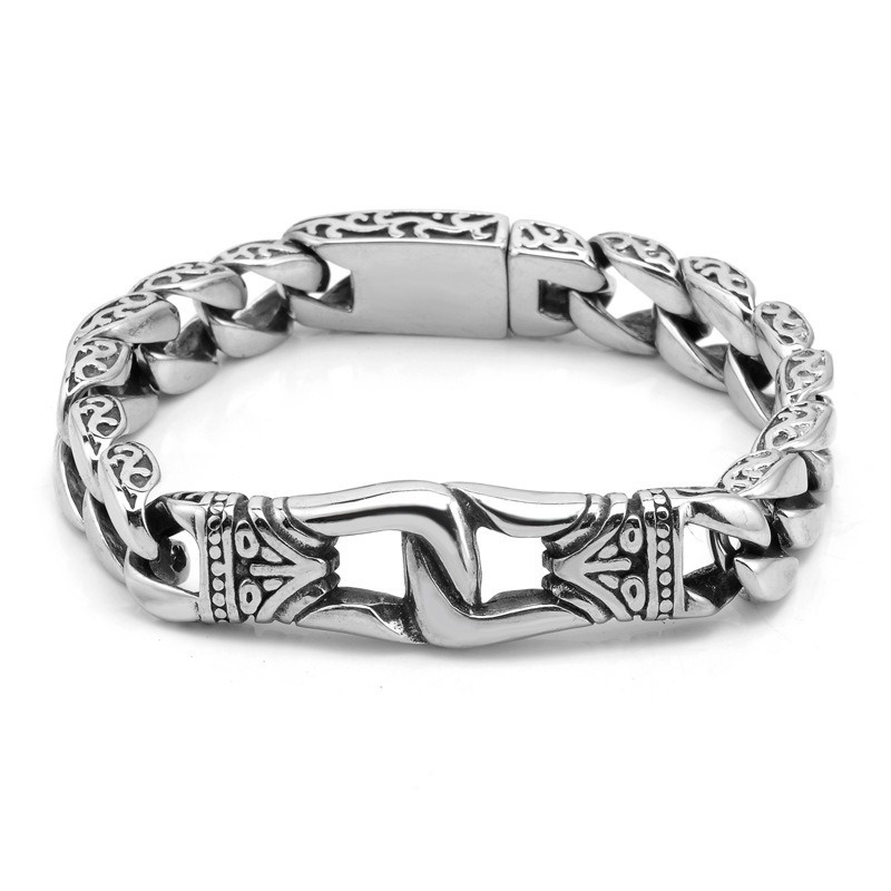 [Z H Perhiasan] Hip Hop Rock Retro Pria Fashion Gelang Stainless Steel Pesta Perhiasan Aksesoris