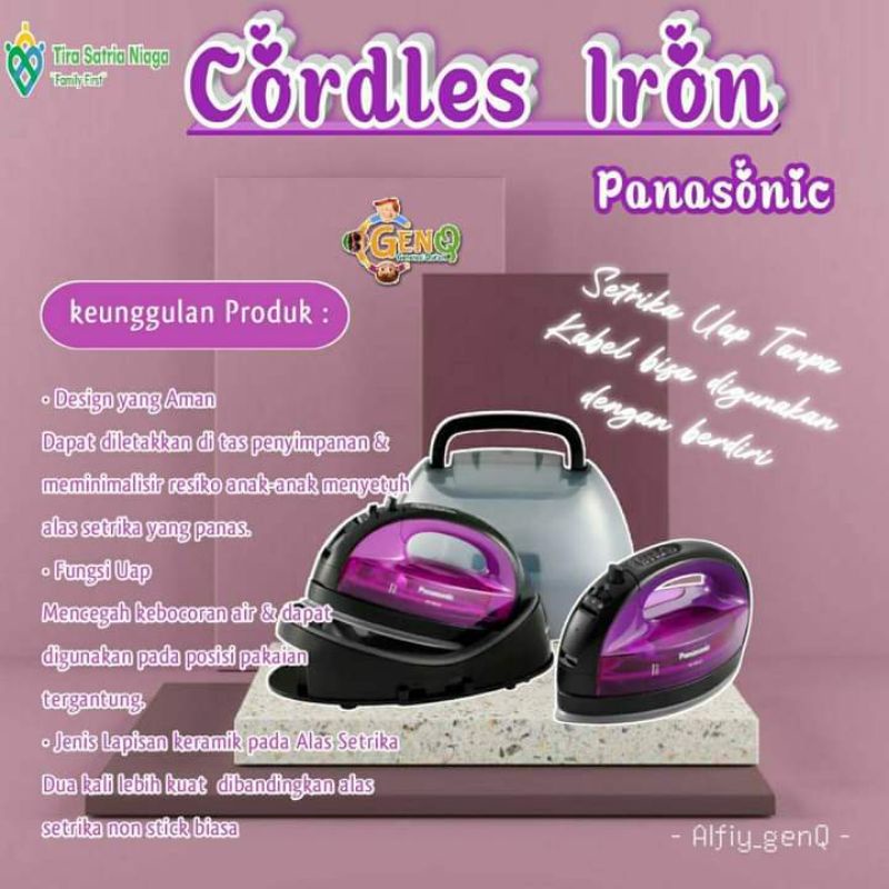 Cordles Iron Panasonic setrika kekinian tanpa kabel uap/ kering