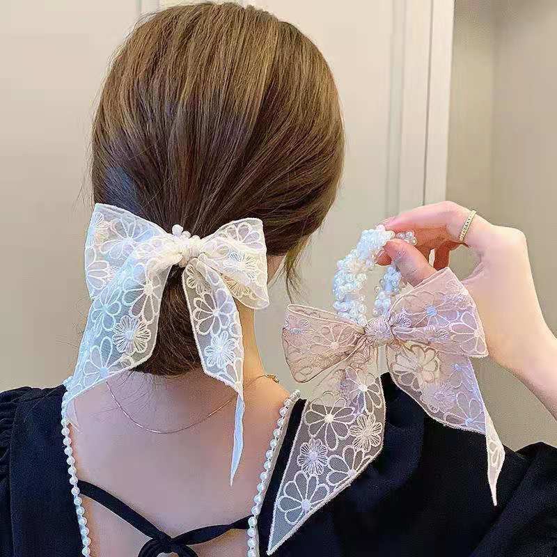 Delunashop pita rambut wanita korea jepitan fashion cantik aksesoris hiasan jepit rambut premium ikat rambut mutiara renda renda