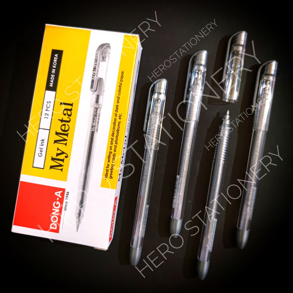 

Pena gel pen dong-a my metal 0.7 mm silver perak 74 . 12 unit