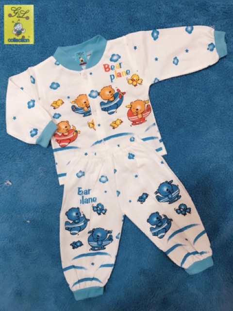 PIYAMA PANJANG BAYI NEWBORN 0-3 BULAN MOTIF PESAWAT