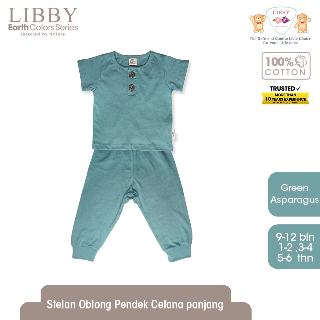 Libby Earth Fave Set Setelan Oblong Pendek Celana Panjang Baju Set Anak