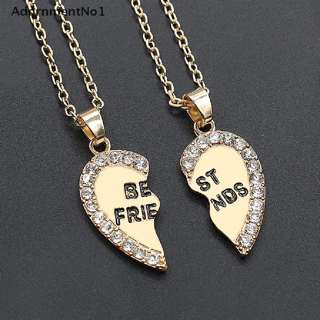 (AdornmentNo1) Kalung Rantai Dengan Liontin Hati Motif Tulisan Best Friend Untuk Wanita