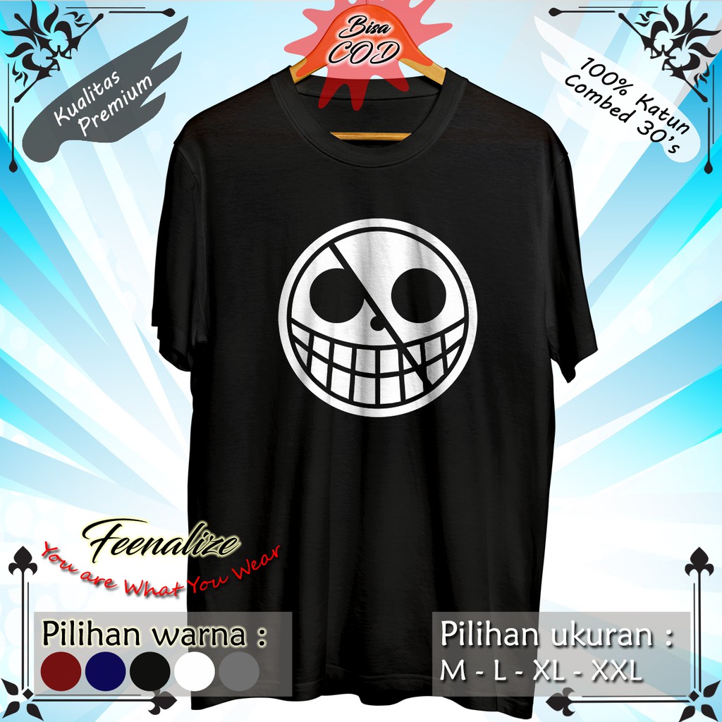 Baju Distro Pria Anime One Piece Kaos Laki Doflamingo Flag