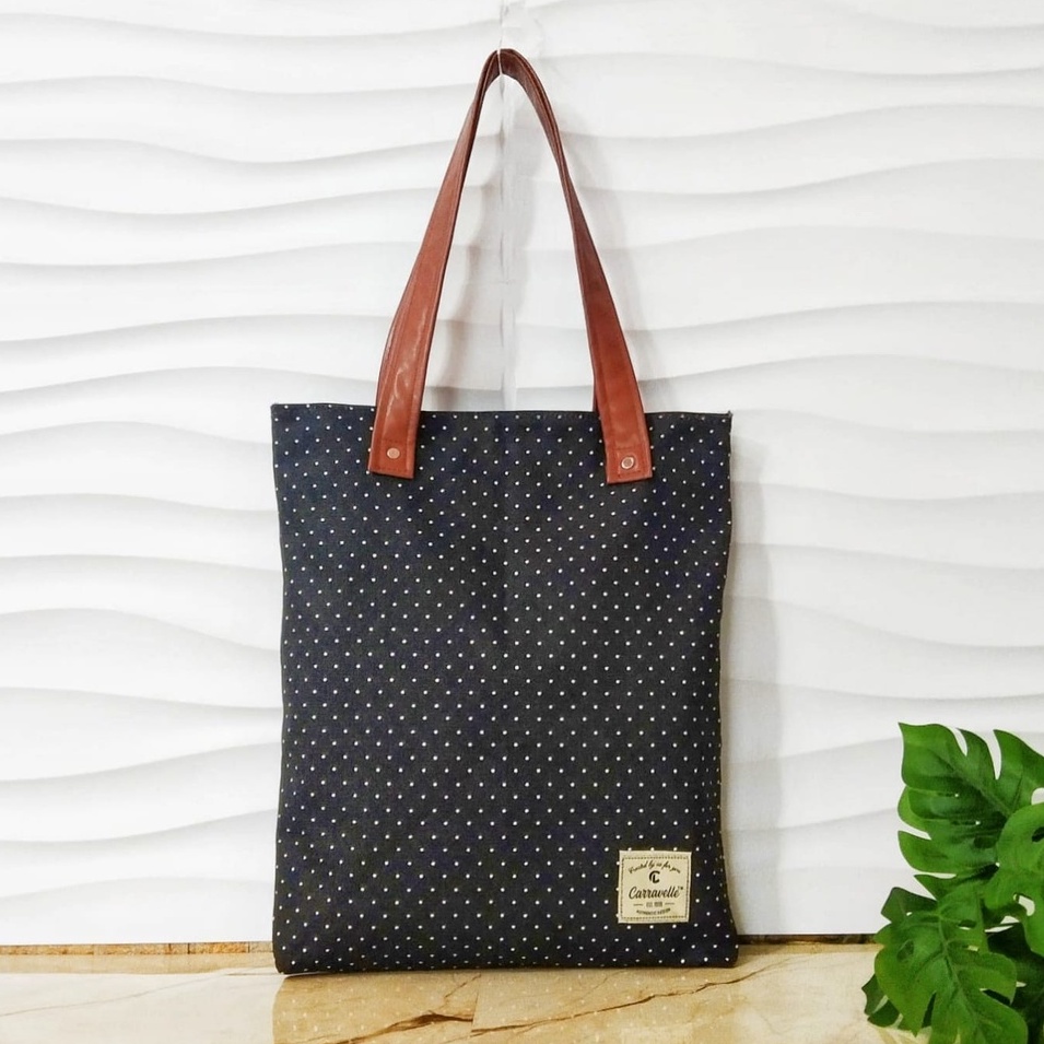 TOTTE BAG  RESLETING WANITA TOTEBAG CANVAS JEANS bisa POLOS DAN CUSTOM SABLON TB 015