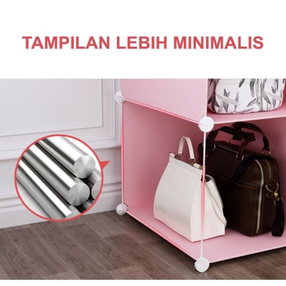 Lemari Pakaian Portable Lemari 12 Pintu 3 Rak Lemari Plastik Serbaguna terbaru Worldhome66