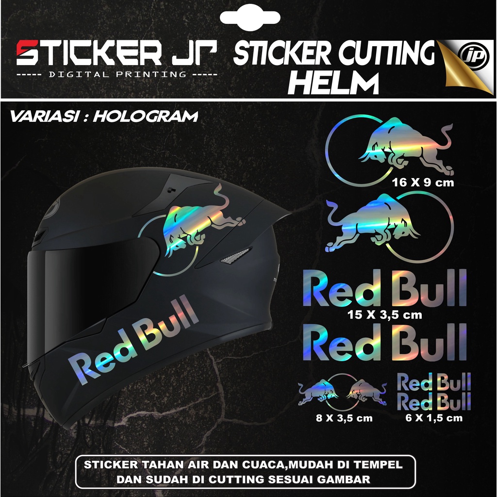 Stiker Helm Full Face - Cutting Sticker helem FullFace RedBull Bahan Oracal JP-01