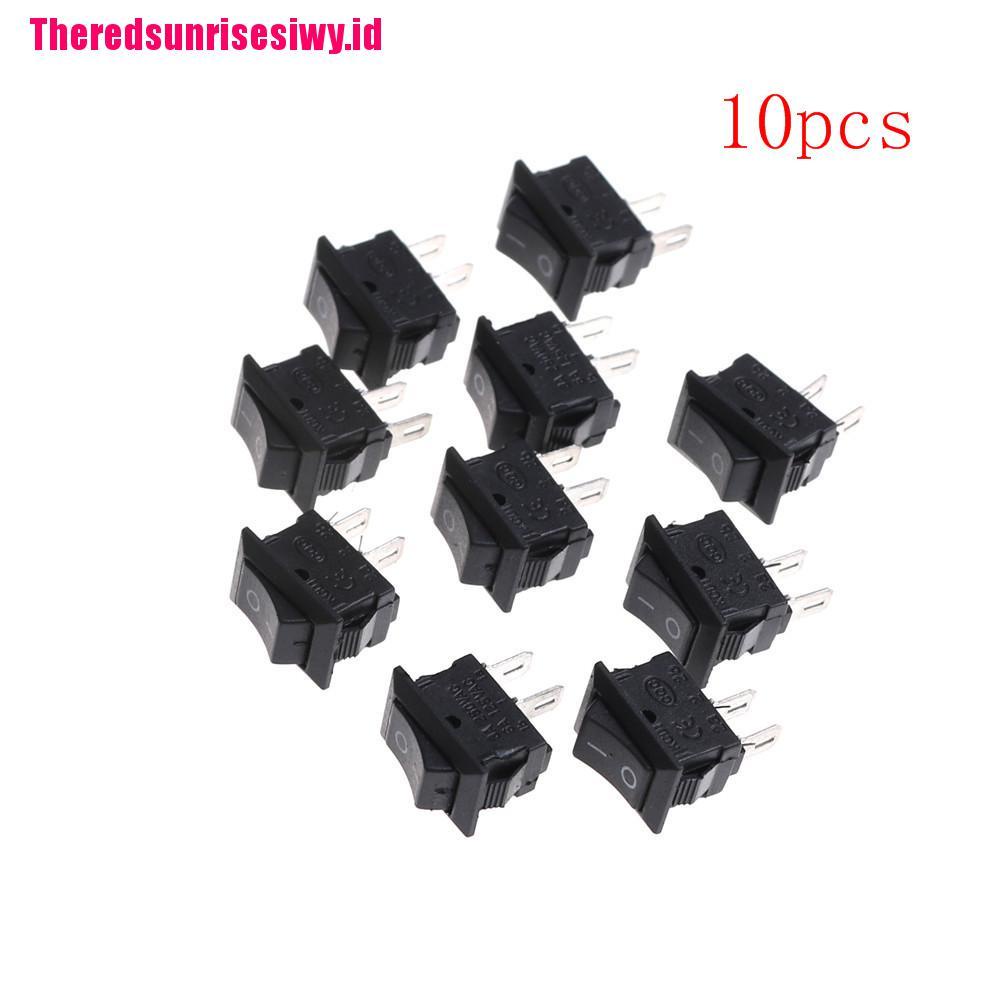 【Theredsunrisesiwy.id】10Pcs 10*15MM Small Black Rocker Switch KCD1-11 250VAC/3A 6A 125V AC 2P Switches