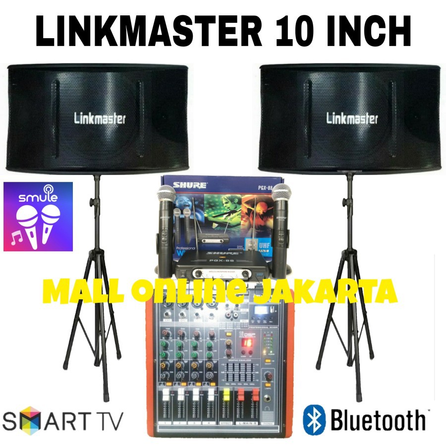 Paket karaoke linkmaster 10 inch power mixer bluetooth sound system