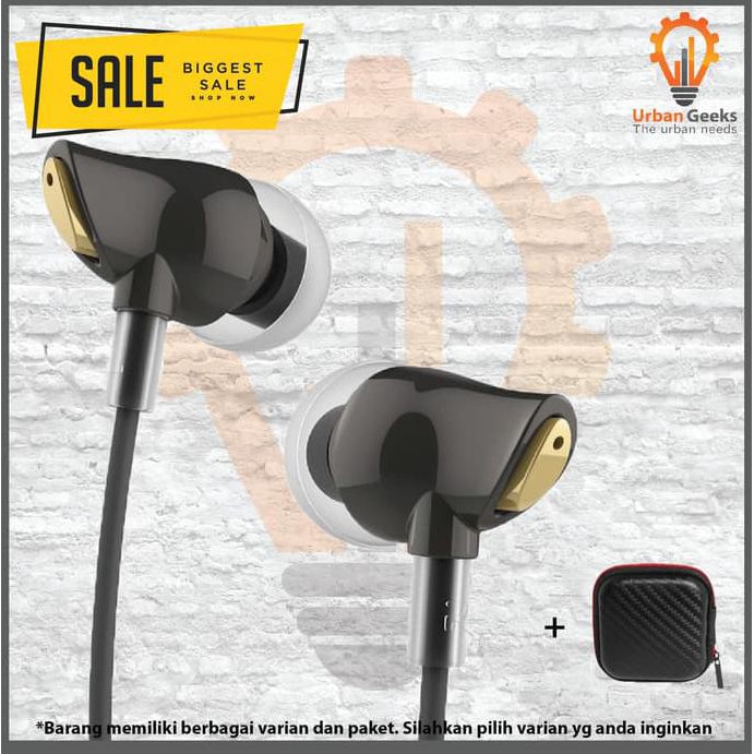 Headset Rock Zircon Original Earphone IEM Headset Stereo Bass - Putih Earphone