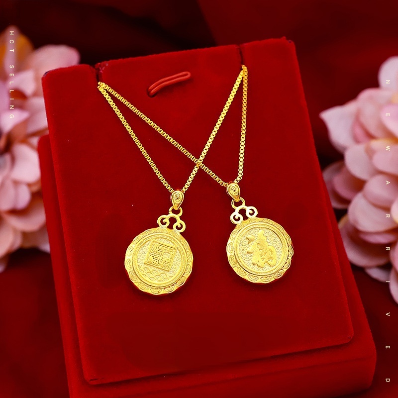 Kalung Emas Asli Kadar 375 Dengan Liontin Tulisan Blessing Untuk Wanita