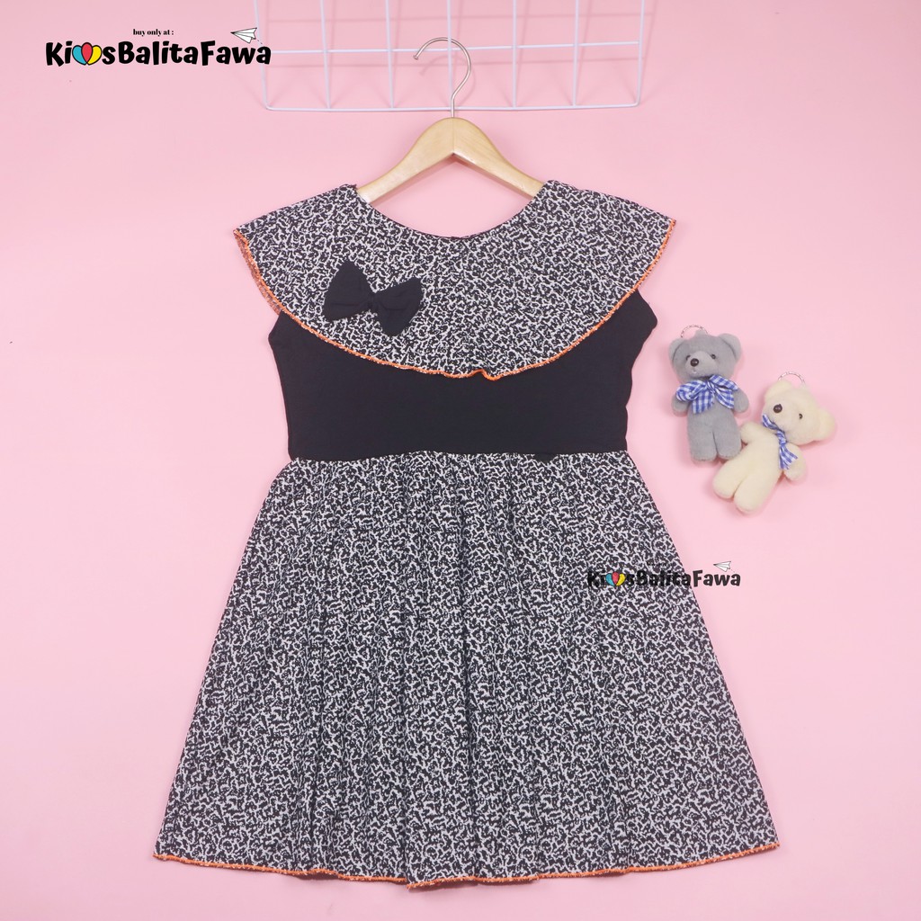 Dress Evelin uk 5-6 Tahun / Baju Anak Perempuan Atasan Model Dres Cewek Gaun Pesta Motif Polos Bunga