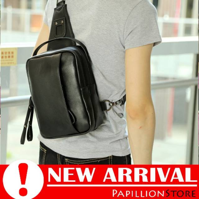 Ready Stok TAS SELEMPANG SLINGBAG KULIT PRIA / COWOK LEATHER IMPORT ORIGINAL