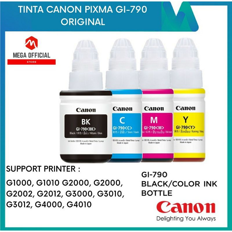 Tinta Canon PIXMA GI-790 Original untuk G1000, G1010 G2000, G2000, G2002, G2012, G3000, G3010, G3012, G4000, G4010