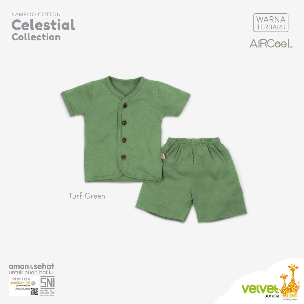 Baju Bayi Piyama Anak Setelan Pendek Kancing Tengah Celana Pendek 0-12 Bulan Velvet Junior Aircool Celestial Series