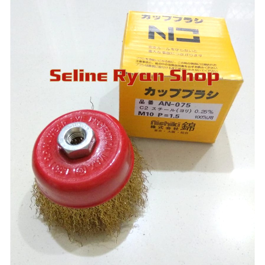 Sikat Kawat Keriting Kuning Mangkok / Sikat Kawat Gerinda Mangkok