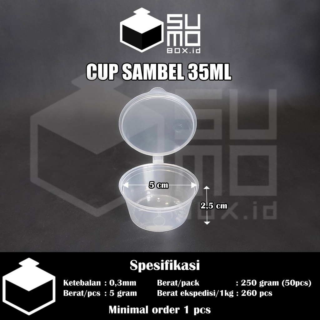 Kontainer Saus Klip 35ml / Thinwall Wadah Plastik Cup Saos Sambal Mayonaise 35 ml Mini Anti Bocor Image 2