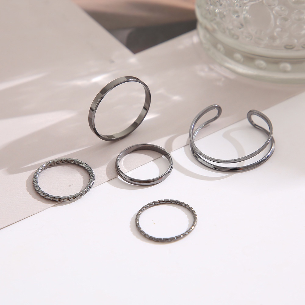 5pcs Cincin Midi Gaya Retro Punk Vintage Minimalis Bahan Metal Untuk Wanita