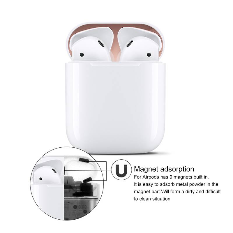 Stiker Cover Pelindung Anti Debu Bahan Metal Untuk Apple Airpods 1 2