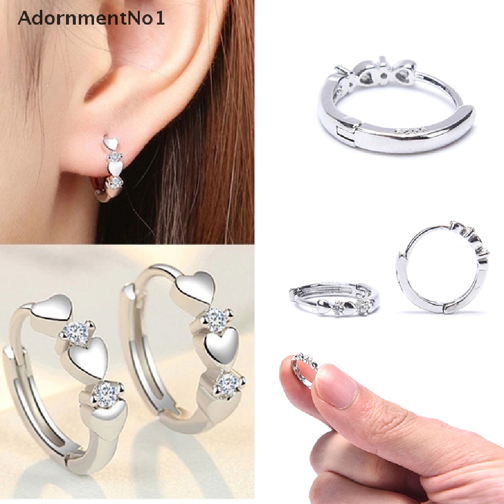 (AdornmentNo1) Anting Tusuk Bentuk Hati Bahan Silver 925 Untuk Wanita