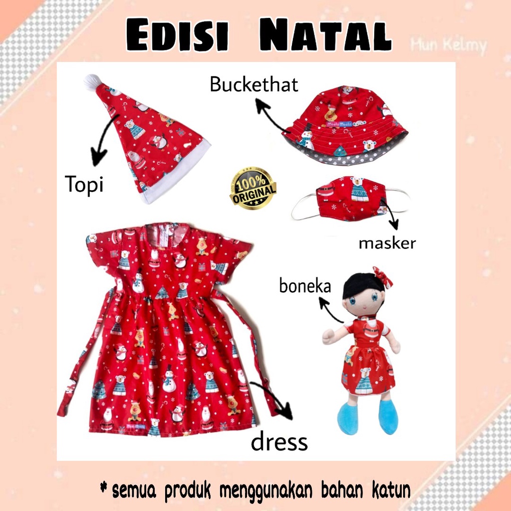 COD DRESS ANAK BAJU ANAK | TOPI NATAL | BUCKETHAT | PERNAK PERNIK AKSESORIS NATAL MURAH