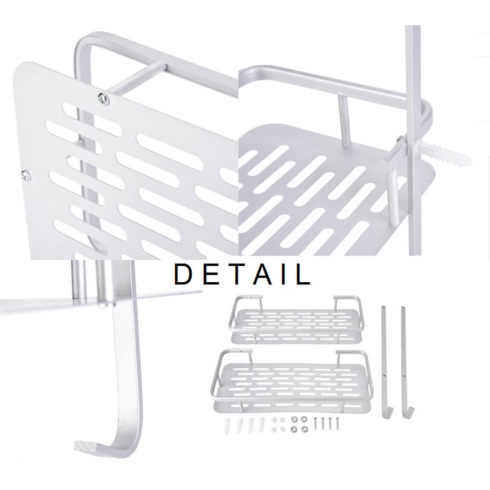 KINDSTORE❤ | HB 628 - Rak Dinding Aluminium Serbaguna 2 Susun