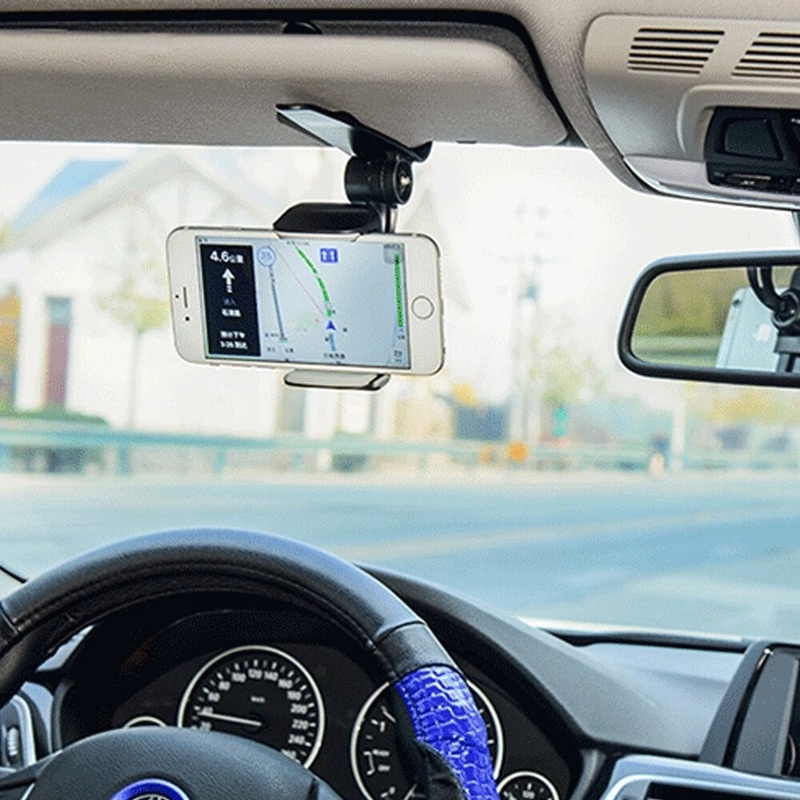 Dudukan telepon klip mobil Dudukan telepon pelindung matahari Braket pemasangan ponsel Bracket pemasangan GPS Dudukan mobil universal Dapat disesuaikan dengan 360° cocok untuk 4-6,5 inci