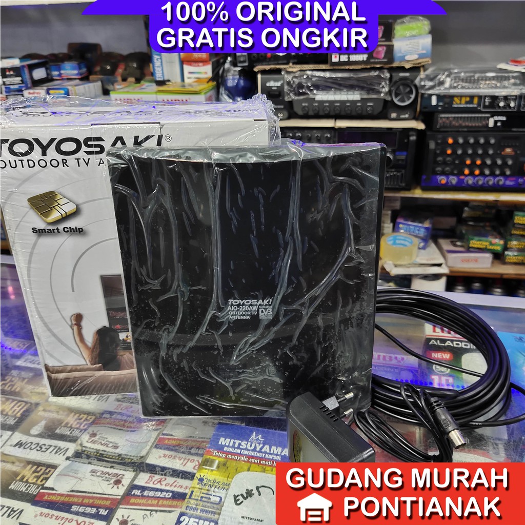 Antena TV Toyosaki AIO 220 Indoor / Outdoor Luar dalam rumah Smart chip digital analog bersih bening