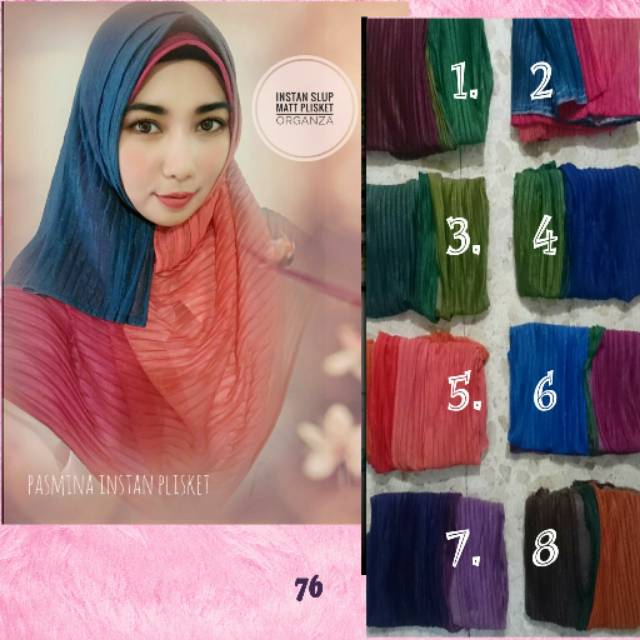Pasmina instan plisket organza murah