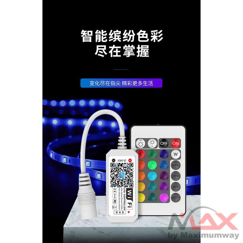 Mini Wifi Controller + 24Key IR Remote Lampu LED RGB Warna Putih