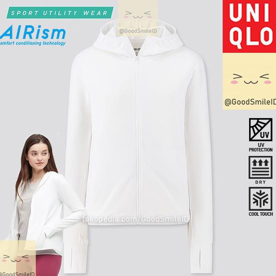 Produk Terbaru Jaket Wanita Uniqlo Airism Hoodie Uv Cut Mesh Putih White 431535