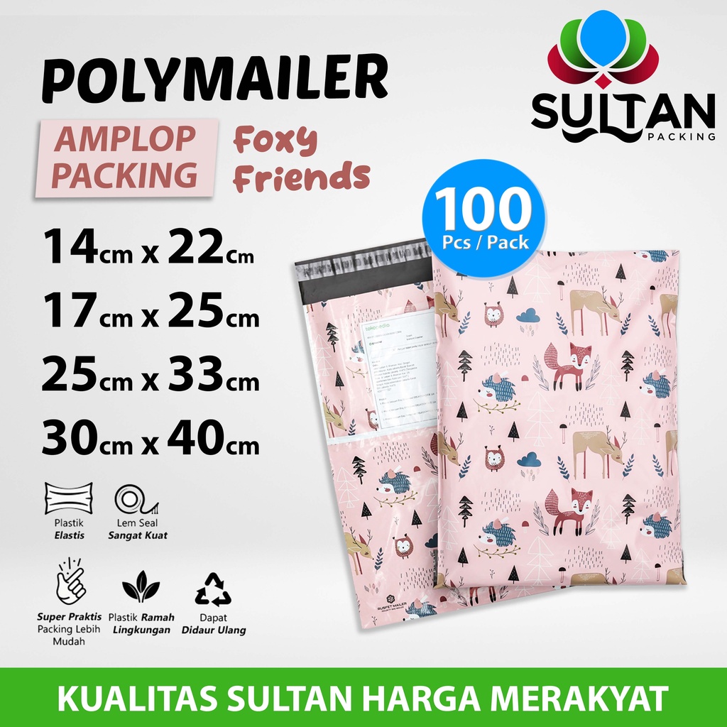 

Polymailer Polimailer Amplop Plastik Packing Motif Foxy Friends Rusfet PACK