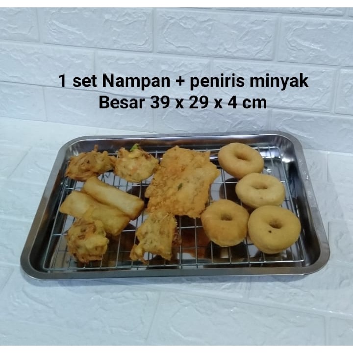 Nampan Stainless + Cooling Rack Peniris Minyak ( 1set )