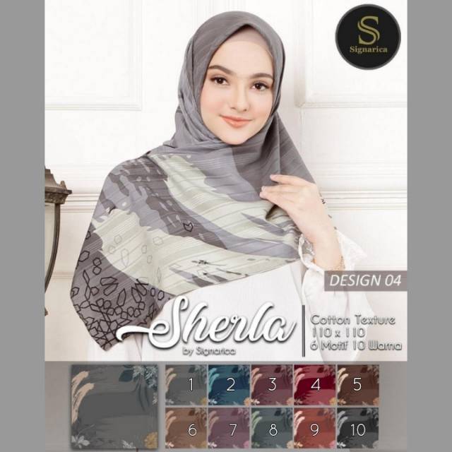 SEGIEMPAT SHERLA ABSTRAK. JILBAB SIGNARICA. KERUDUNG SEGI4 MOTIF. HIJAB