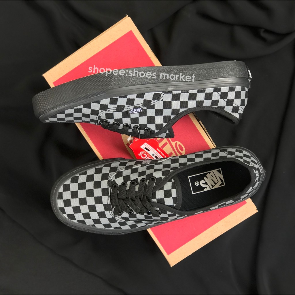 VANS AUTHENTIC CHECKERBOARD BLACK GREY SOL BLACK