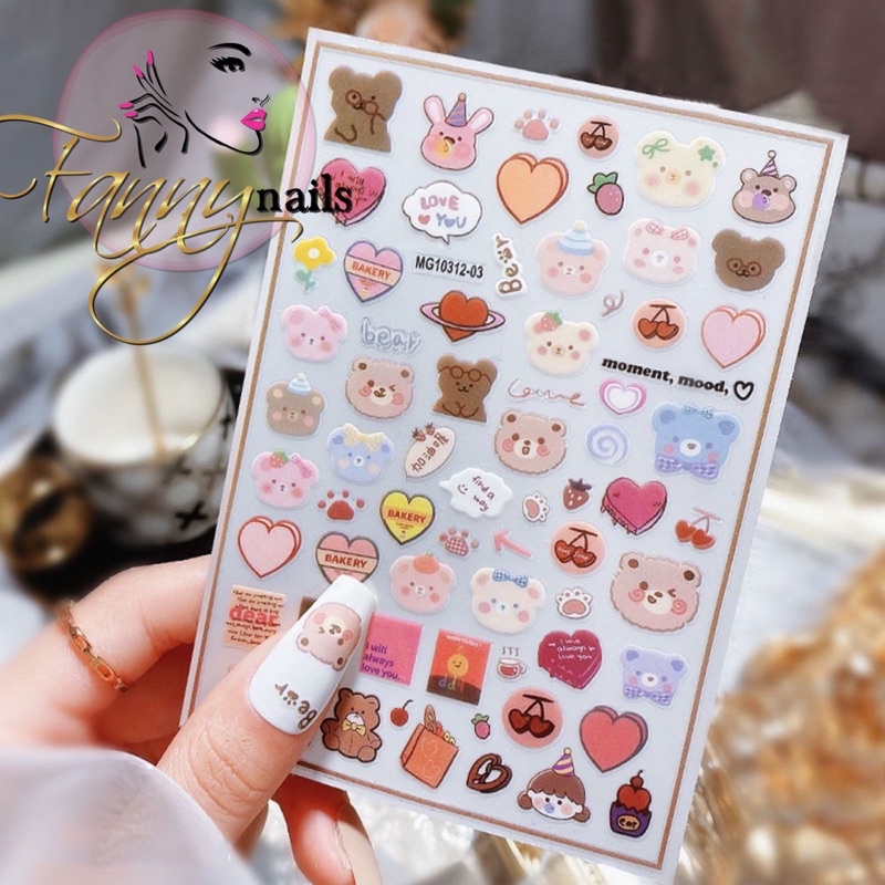 STICKER KUKU BEAR STICKERS PREMIUM 3D 5D STIKER KUKU NAIL STICKER NAILART BERUANG