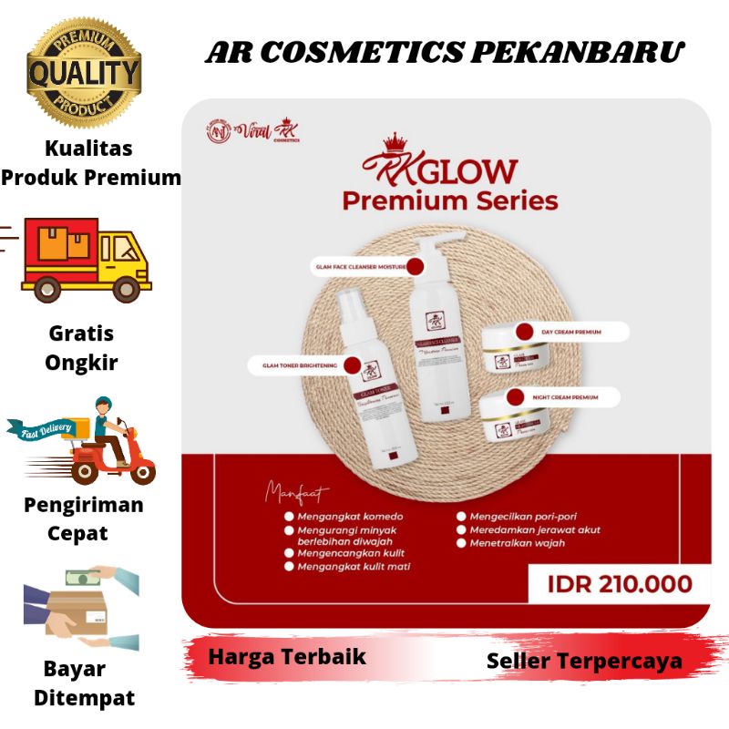 RK Glow Premium Pemutih Wajah Day Cream Night Cream Serum Glowing Cleanser Paket Kosmetik Perawatan 