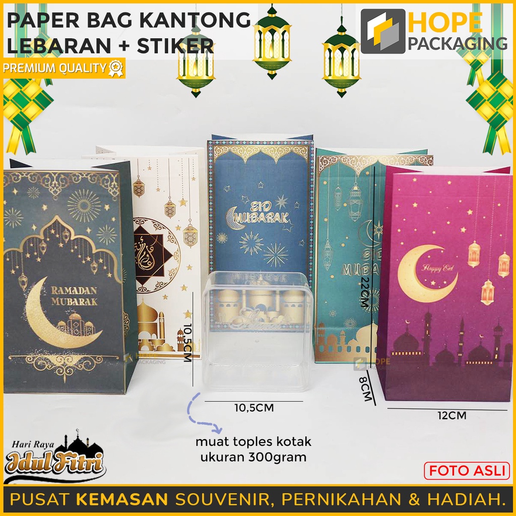 [ISI 5PCS] Paper Bag Edisi Lebaran Plus  Stiker Kantong Parcel paperbag Idul Fitri