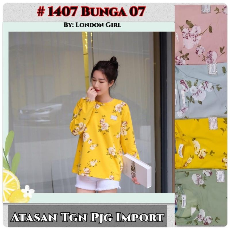 Atasan / kaos tangan panjang import LG 1407 Bunga 07 by London Girl
