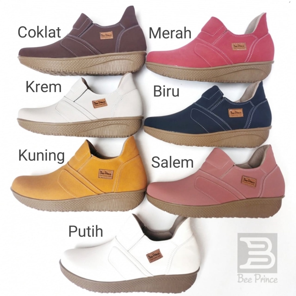 sepatu slip on wanita murah, sepatu bustong wanita, sepatu bustong wedges 7 warna, sepatu slip on perempuan