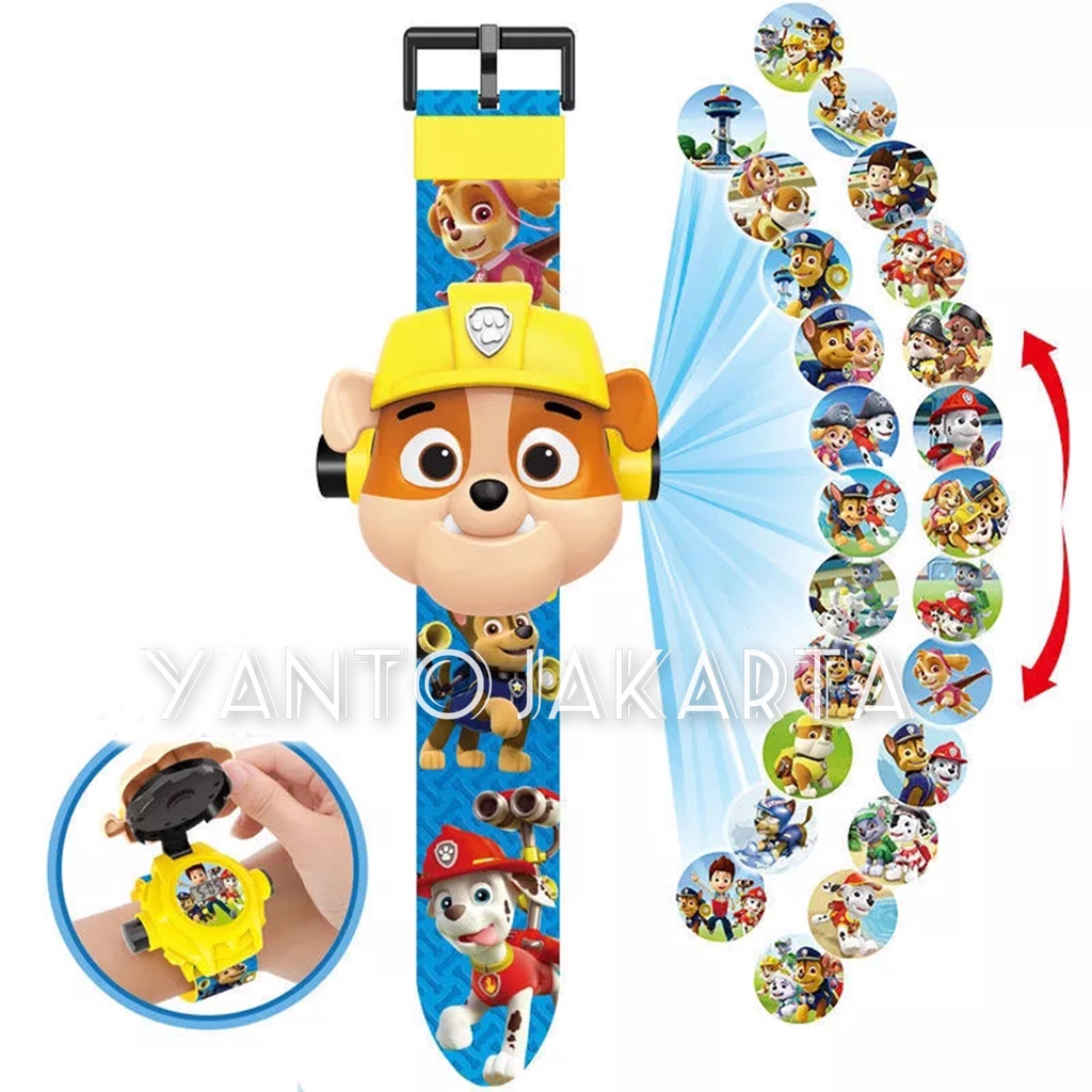 JAM TANGAN PAW PATROL RUBBLE ANAK LAKI LAKI PROYEKTOR