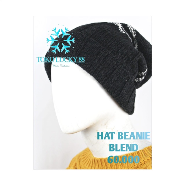 Topi Kupluk Rajut Wool Hat Beanie Blend