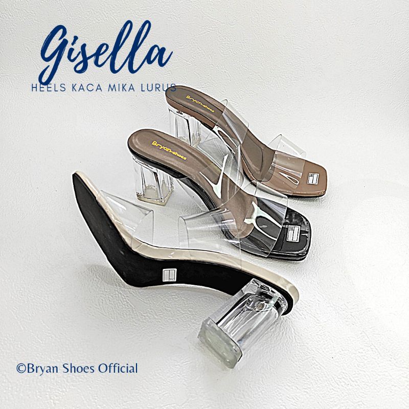 Bryan Gisella Heels Transparan Hak Tahu Kaca Mika Lurus Jumbo Oversize Bigsize 36-40 41-43