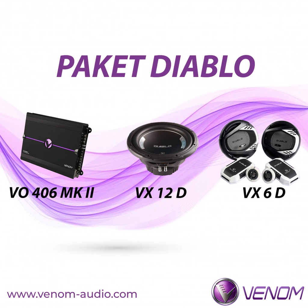 PAKET AUDIO MOBIL VENOM DIABLO SERIES POWER 4CH, SPEAKER, SUBWOOFER