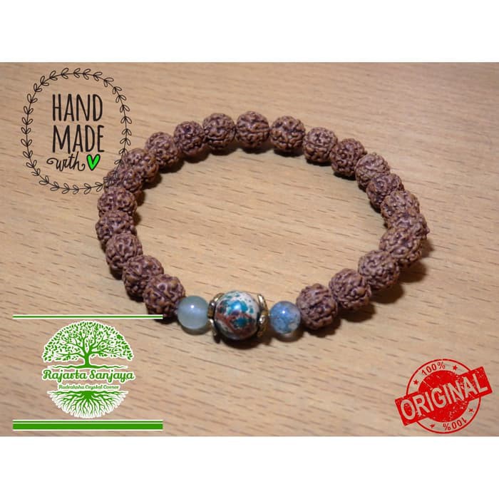 HUT RI SALE 8.8 Gelang Handmade Rajarta Kesehatan Fashion Rudraksha Kombinasi Kristal Model 01