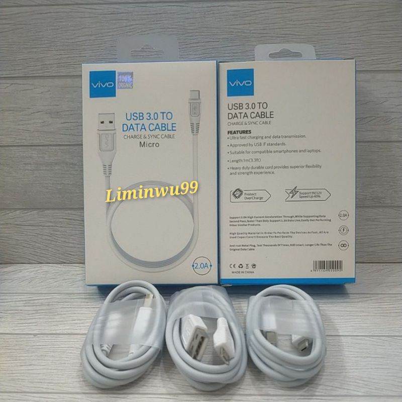 KABEL DATA VIVO Y15 VIVO Y17 VIVO Y12 ORIGINAL 100% MICRO USB FAST CHARGING