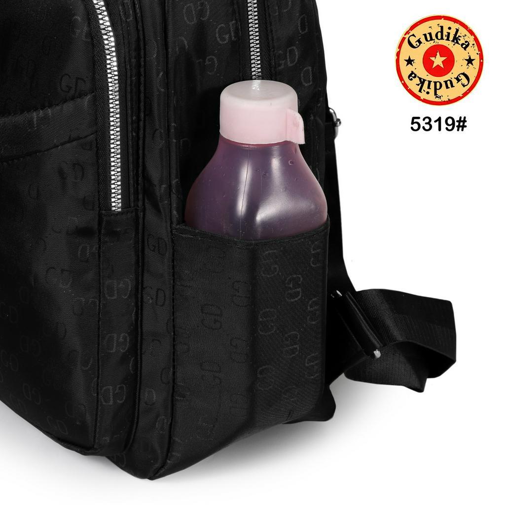 GUDIKA Black 5319 - Tas Ransel Punggung Gendong Backpack Travel Laptop Buku Paket Baju Barang Terbaru Kekinian Viral Pria Wanita Cowok Cewek Laki Perempuan
