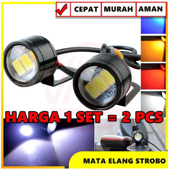 Lampu MATA ELANG KEDIP EAGLE EYE FLASH KEDIP 3 LED DENGAN BRACKET SPION ISI 2 PCS