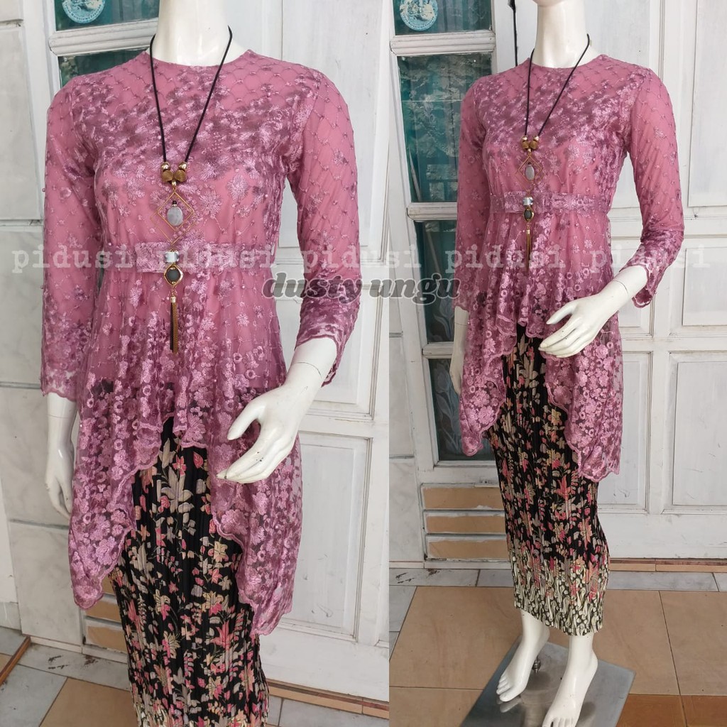 SET KEBAYA TULLE PINQUIN MUTIARA BORDIR